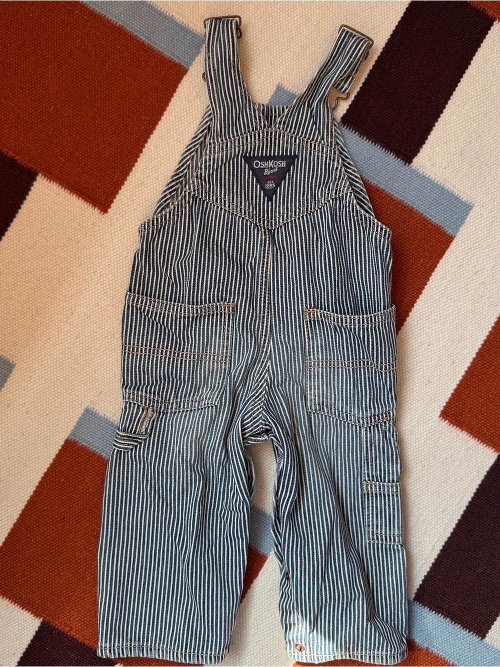 OshKosh B'gosh Blue and White Stripe Toddler Overalls